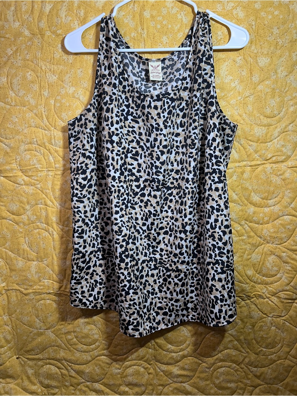 Faded Glory Beige and Black Leopard Print Tank Top